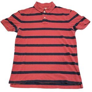 J Crew Polo Rugby Shirt Mens S Red Blue Striped Short Sleeve Y2K Skater Preppy